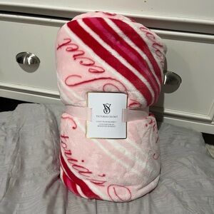 Victoria's Secret Pink and Red Striped Blanket
